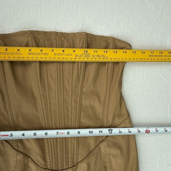 White Fox Strapless Corset Mini Dress Tan Brown Side Pockets Women’s Large NWT - Picture 8 of 11
